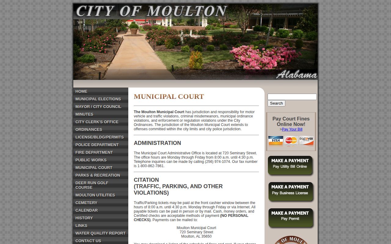 Moulton Municipal Court arrest case information