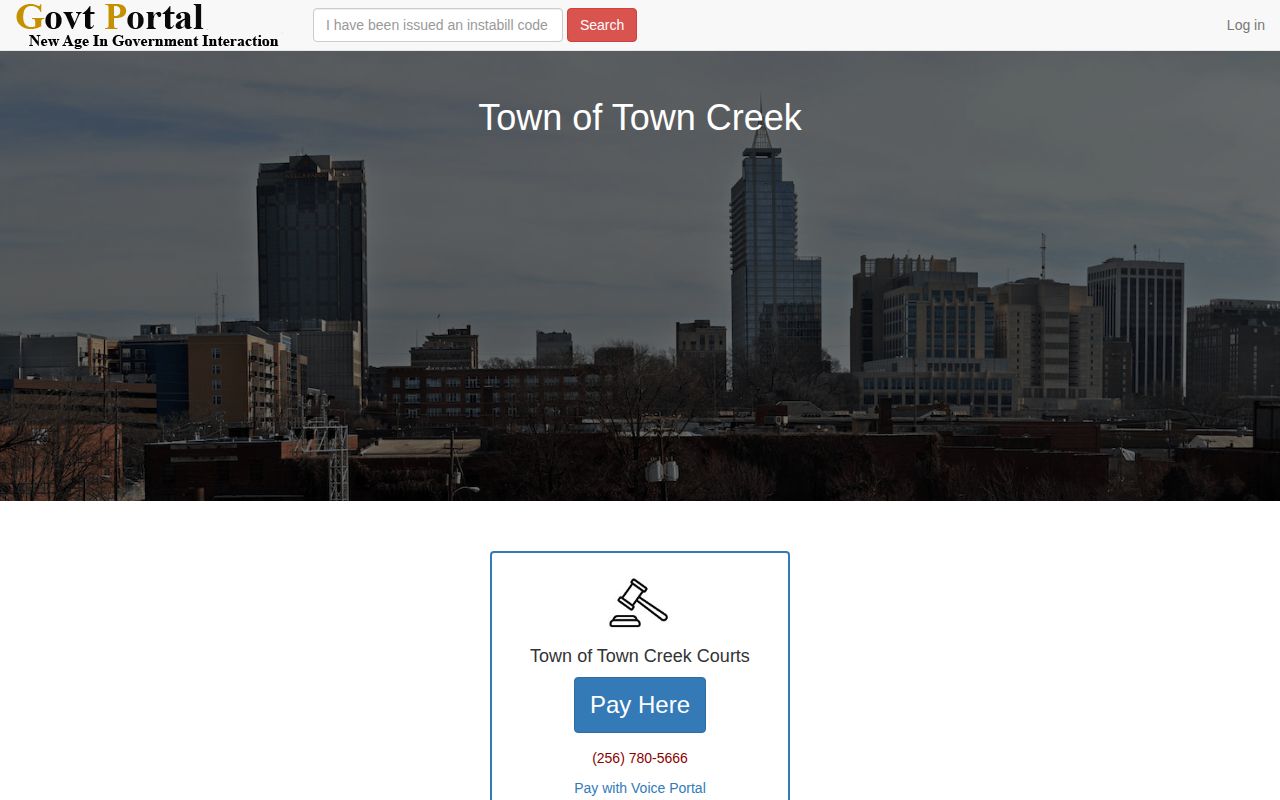 Town Creek municipal portal for arrest and court contact
