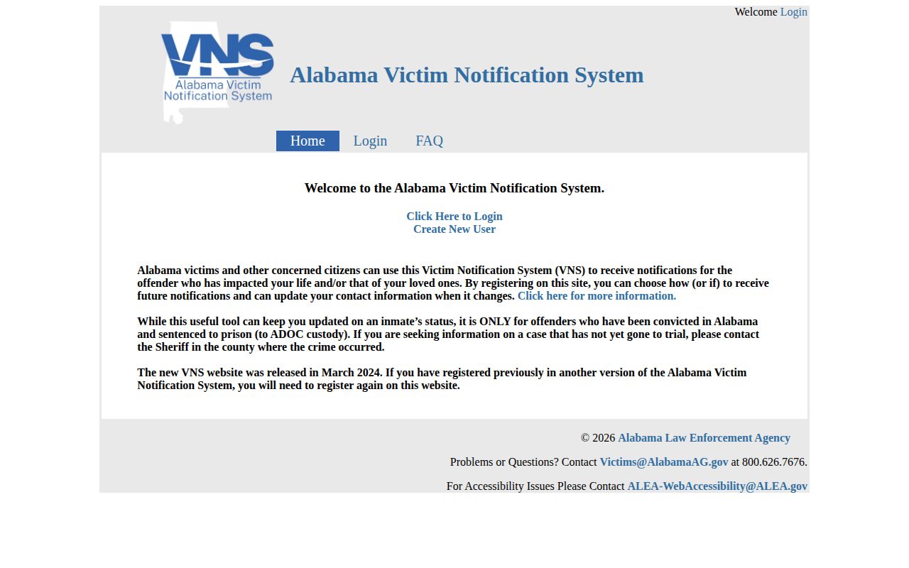 Alabama victim notification scope after a Lawrence County arrest